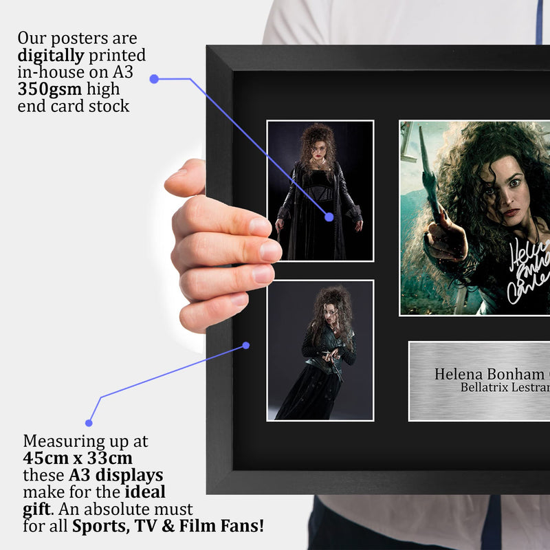 HWC Trading FR A3 Helena Bonham Carter Harry Potter Bellatrix Gifts Printed Signed Autograph Picture Display for Movie Memorabilia Fans - A3 Framed