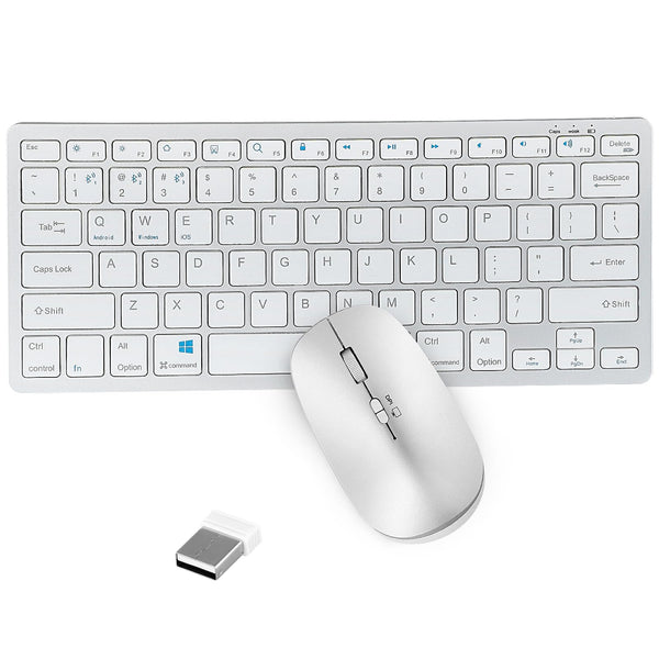 Wireless Keyboard and Mouse Set, 78 keys Rechargeable Ultra-Thin Keyboard Mouse Combo, Silent Design & Stable Connection,2.4GHz Wireless, for Windows PC Laptop Computer, Silver