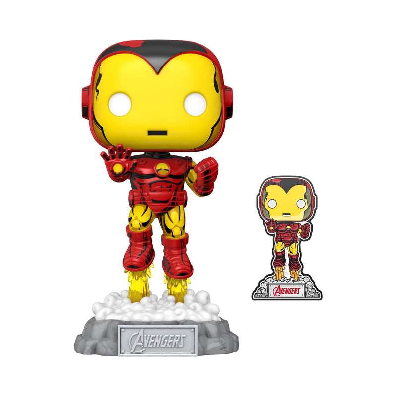 Funko Pop! Marvel: A60- Comic Iron Man With Enamel Pin - Marvel Comics - Amazon Exclusive - Collectable Vinyl Figure - Gift Idea - Official Merchandise - Toys for Kids & Adults - Movies Fans