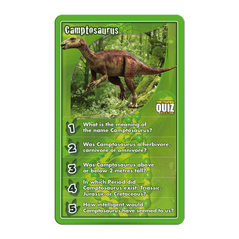 Top Trumps Dinosaurs Quiz Game, 500 questions to test your knowledge and memory on the world of dinosaurs including the Tyrannosaurus Rex and Velociraptor, 2 plus players makes a great gift for ages