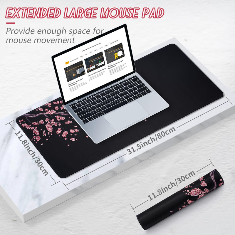 YUWLDD Mouse Pad Gaming Large Desk Pad (31.5 x 11.8 x0.12 inch) Washable Large Mouse Mat, Japanese Mouse Pad with Anti-Slip Rubber Base, Extended Mouse Pad for Office & Home.