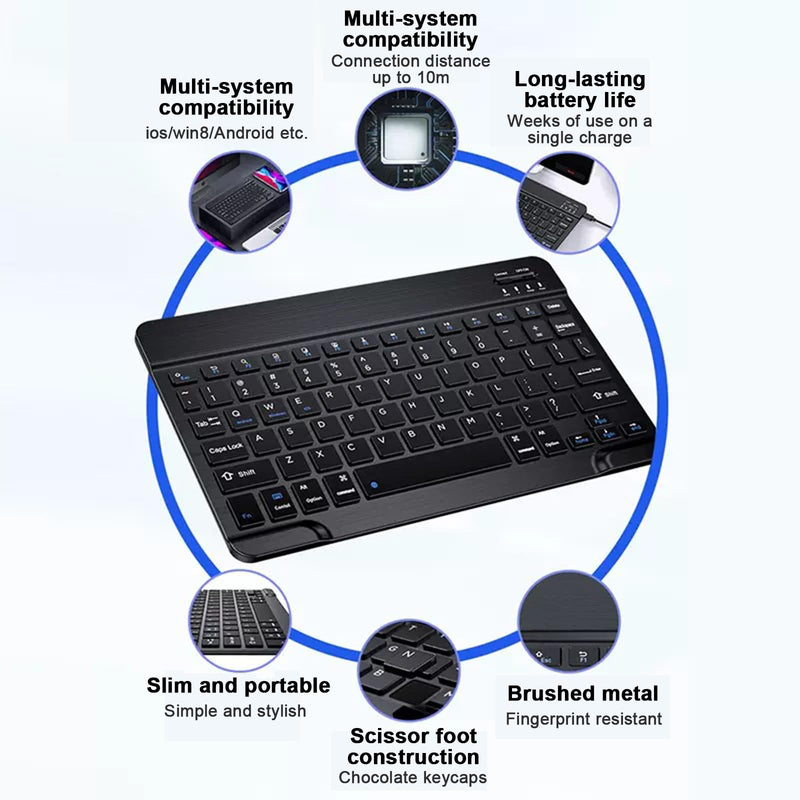 Wireless Keyboard and Mouse Set, Bluetooth Keyboard and Mouse, Keyboard and Mouse Set Rechargeable Quiet Lightweight for Windows/Android/iOS/iPad/Mac/Tablet Laptop(Black)