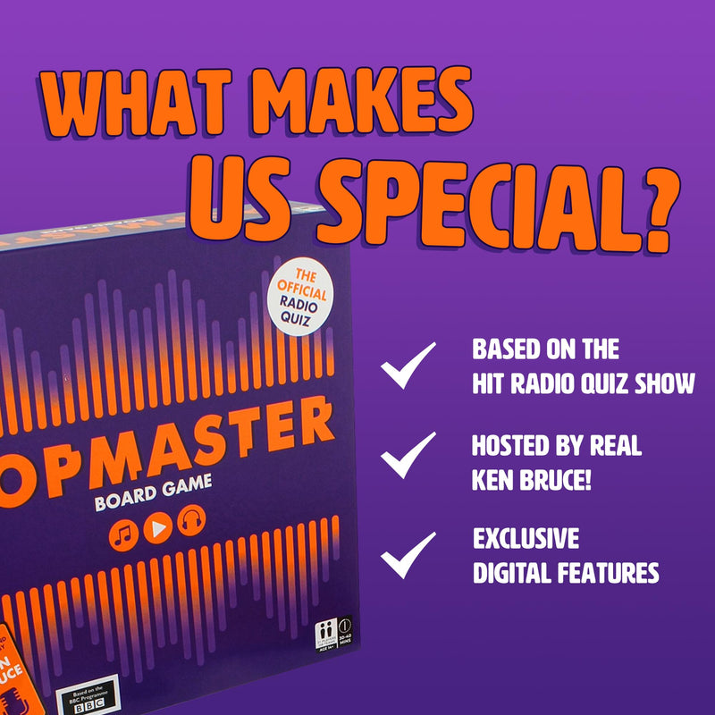 Ginger Fox Official PopMaster Board Game | Special Edition | Based on the Fun Weekday Greatest Hits Radio Quiz | Includes The Iconic 3-in-10 Question Round From Ken Bruce | Family Fun Music Trivia