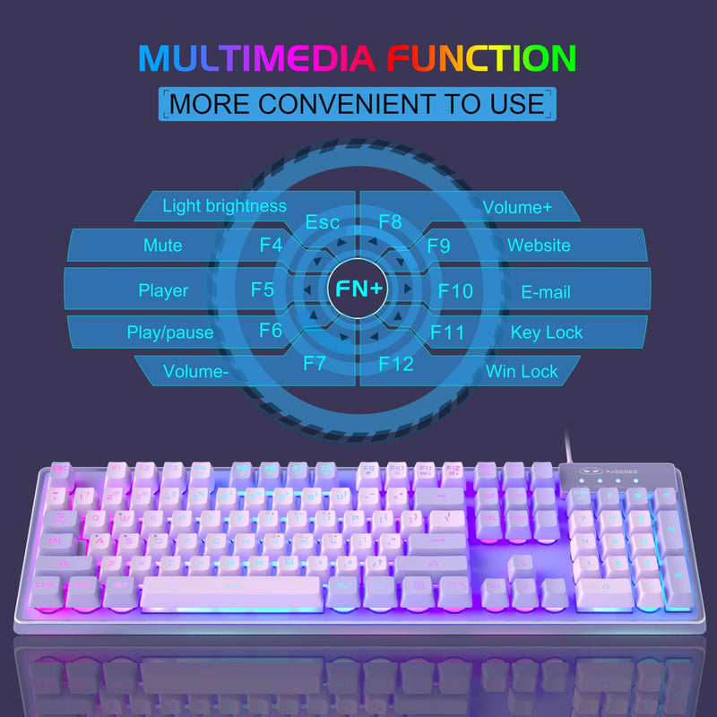 MageGee Gaming Keyboard and Mouse Combo, K1 RGB LED Backlit Keyboard with 104 Key Computer PC Gaming Keyboard for PC/Laptop (Purple)