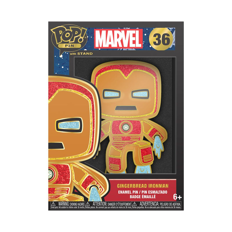 Loungefly POP! Large Enamel Pin MARVEL: GINGERBREAD - Iron Man - IRON MAN - Marvel Comics Enamel Pins - Cute Collectable Novelty Brooch - for Backpacks & Bags - Gift Idea - Comic Books Fans