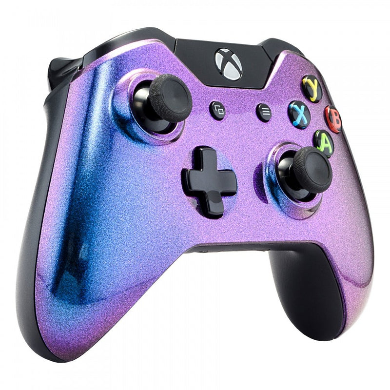 eXtremeRate® Purple Blue Chameleon Anti Slip Front Shell Faceplate Top Case Upper Cover Replacement Parts for Xbox One Controller