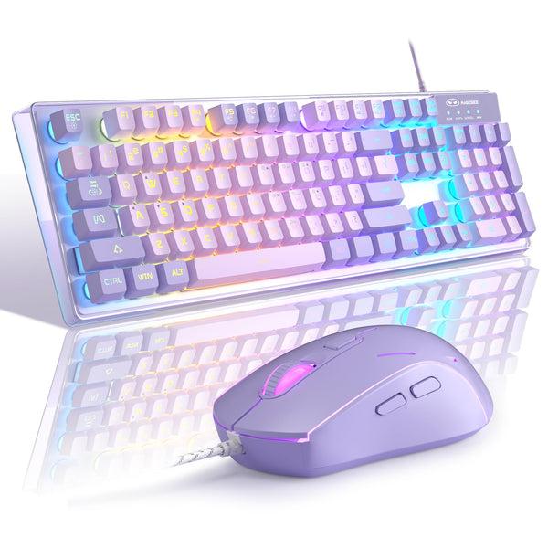 MageGee Gaming Keyboard and Mouse Combo, K1 RGB LED Backlit Keyboard with 104 Key Computer PC Gaming Keyboard for PC/Laptop (Purple)