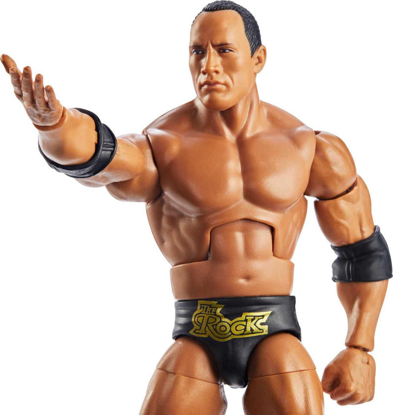 WWE MATTEL Elite Action Figure WrestleMania The Rock with Accessory and “Mean” Gene Okerlund Build-A-Figure Parts, HKP13