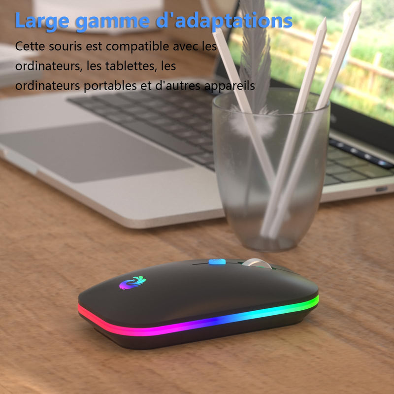 Wireless Mouse Silent Clicks,Bluetooth Mouse 2.4GHZ,Wireless Mouse for Laptop 3 DPI 7 Colors,Computer Mouse USB C for Laptop/PC/Apple/MAC