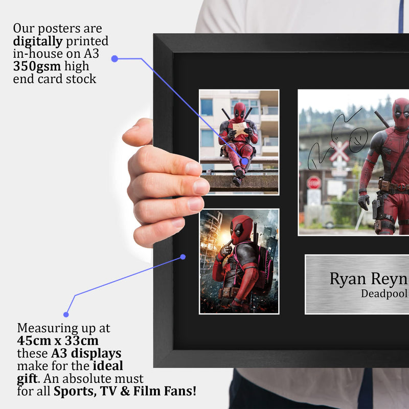 HWC Trading FR A3 Ryan Reynolds Deadpool Presents Printed Signed Autograph Picture for Movie Memorabilia Fans - A3 Framed