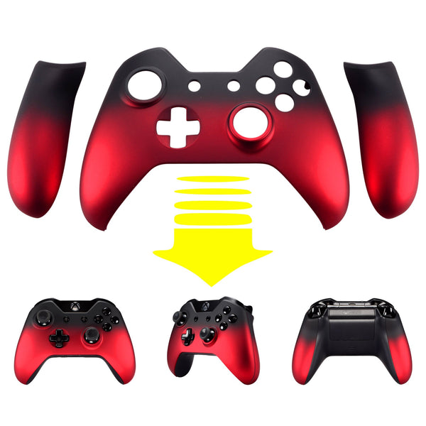 eXtremeRate® Gradient Ramp Red Soft Touch Front Housing Shell Faceplate Replacement Parts Side Rails Panel for Xbox One Controller W/3.5 mm