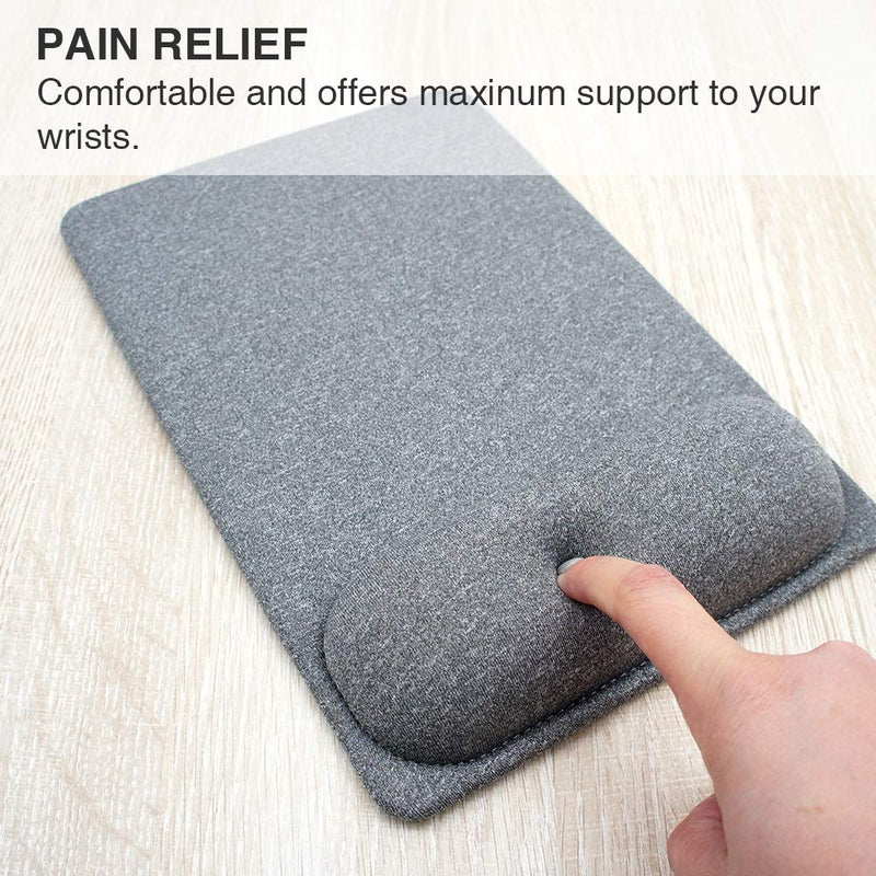 SenseAGE Mouse Mat with Wrist Support, Enlarge Mouse Pad with Wrist Rest, Non-Slip Rubber Base, Smooth Surface, Precise Sliding and Pain Relief, Compatible with Laser and Optical Mice, Gray