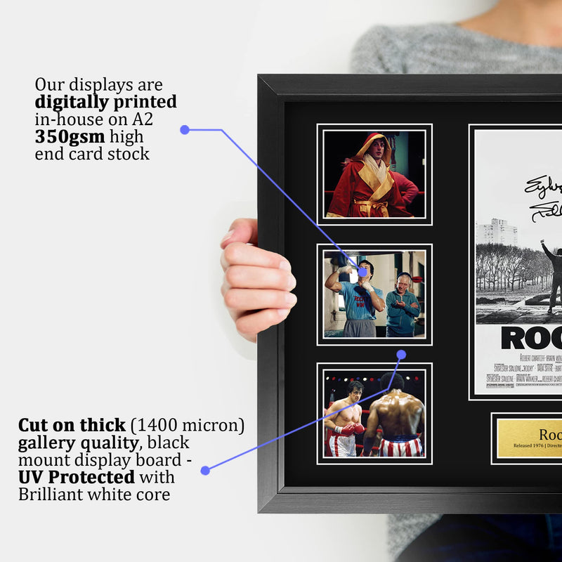 HWC Trading FR A2 Rocky 1 Gifts Printed Signed Autograph Presentation Display Montage for Movie Memorabilia Fans - A2 Framed