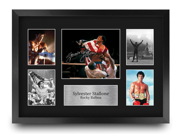 HWC Trading FR A3 Sylvester Stallone Rocky Gifts Printed Signed Autograph Picture Display for Movie Memorabilia Fans - A3 Framed