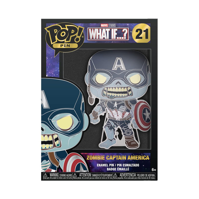 Loungefly POP! Large Enamel Pin MARVEL: Marvel - Captain America - What If - ZOMBIE CAPTAIN AMERICA - Marvel What If Enamel Pins - Cute Collectable Novelty Brooch - for Backpacks & Bags