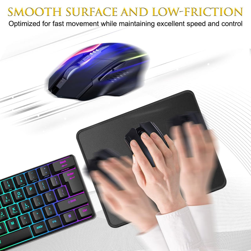 JIKIOU Mouse Mat, 3 Pack Stitched Edges Gaming Mouse Pad Mat Smooth Comfortable Touch Textured Surface with Non-Slip Rubber Base