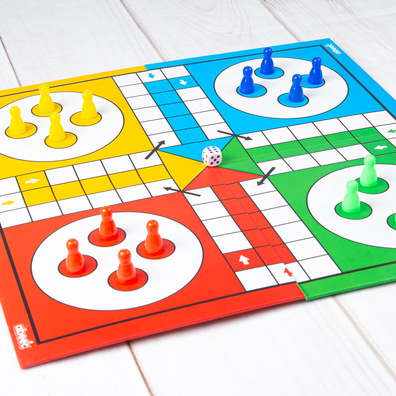 abeec Classic Ludo - Ludo Game Board - Fun Board Games for Kids - Traditional Kids Board Games - 1 x Folding Ludo Board, 16 x Ludo Counters, 1 x Dice - Indoor Games