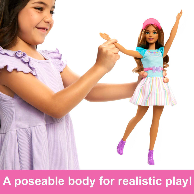 Barbie Doll for Preschoolers, My First Teresa Doll, 13.5-inch doll, Brunette, Kids Toys and Gifts, Plush Bunny, Accessories, Soft Poseable Body, from 3 Years, HLL21