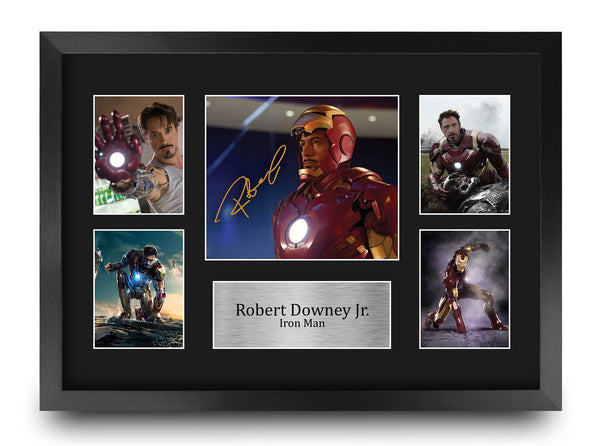 HWC Trading FR A3 Robert Downey Jr Ironman Presents Printed Signed Autograph Picture for Movie Memorabilia Fans - A3 Framed