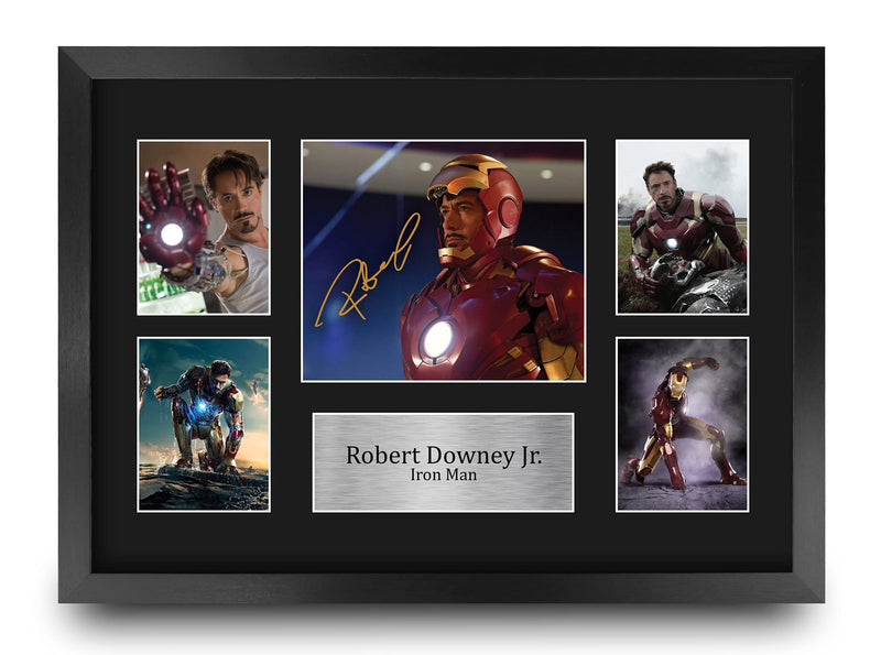 HWC Trading FR A3 Robert Downey Jr Ironman Presents Printed Signed Autograph Picture for Movie Memorabilia Fans - A3 Framed