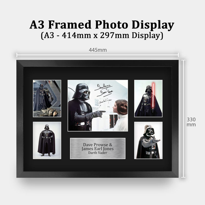 HWC Trading FR A3 Dave Prowse & James Earl Jones Star Wars Darth Vader Gifts Printed Signed Autograph Presentation Display for Movie Memorabilia Fans - A3 Framed