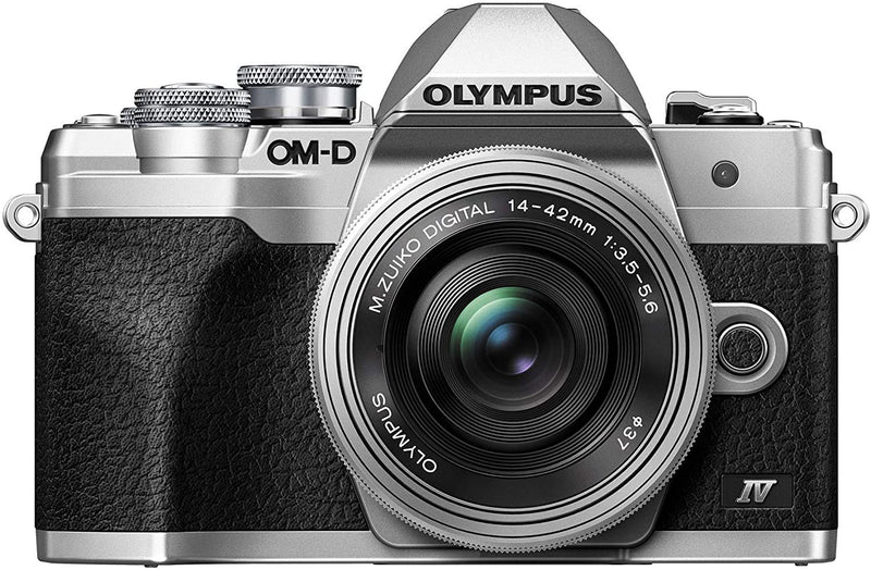 Olympus OM-D E-M10 Mark IV Micro Four Thirds System Camera Kit, 20 MP sensor, electronic viewfinder, 4K video, powerful AF, Wi-Fi, silver incl. M.Zuiko Digital ED 14‑42mm F3.5‑5.6 EZ Pancake silver