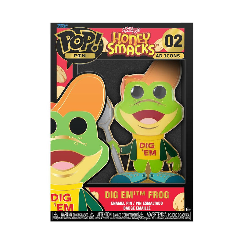 Funko Large Pop! Enamel Pin - Dig Em' Frog - Ad Icons: Honey Smacks - Dig Em’ FROG - Kelloggs Enamel Pins - Cute Collectable Novelty Brooch - for Backpacks & Bags - Gift Idea - Ad Icons Fans