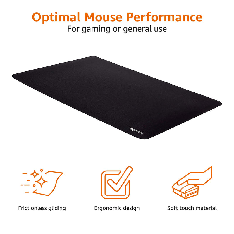 Amazon Basics Rectangular Large Extended Gaming Computer Mouse Pad - Black