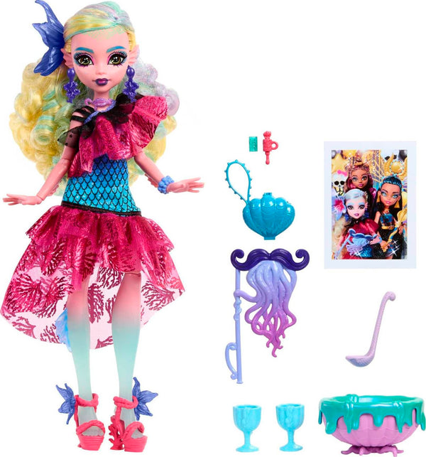 Monster High Monster Ball Doll, Lagoona Blue in Party Dress with Themed Accessories Including Balloons & Punch Bowl