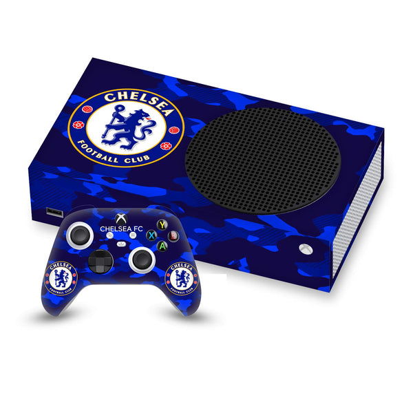 Head Case Designs Officially Licensed Chelsea Football Club Camouflage Mixed Logo Matte Vinyl Sticker Gaming Skin Decal Cover Compatible With Xbox Series S Console and Controller Bundle