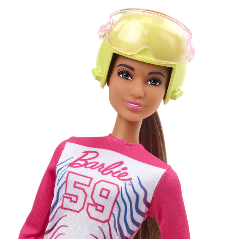 Barbie Winter Sports Para Alpine Skier Brunette Doll (12 in) with Shirt, Pants, Helmet, Gloves, Pole, Sit Ski & Trophy, Great Gift for Ages 3+