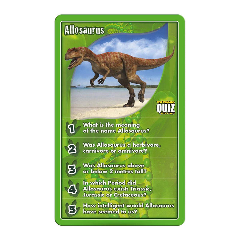 Top Trumps Dinosaurs Quiz Game, 500 questions to test your knowledge and memory on the world of dinosaurs including the Tyrannosaurus Rex and Velociraptor, 2 plus players makes a great gift for ages