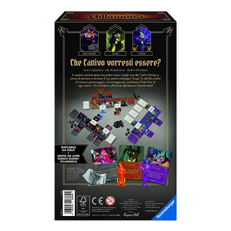 Ravensburger Disney Villainous Evil Comes Prepared Strategy Game 2-3 Players Recommended Age 10+ Board Game Italian Version