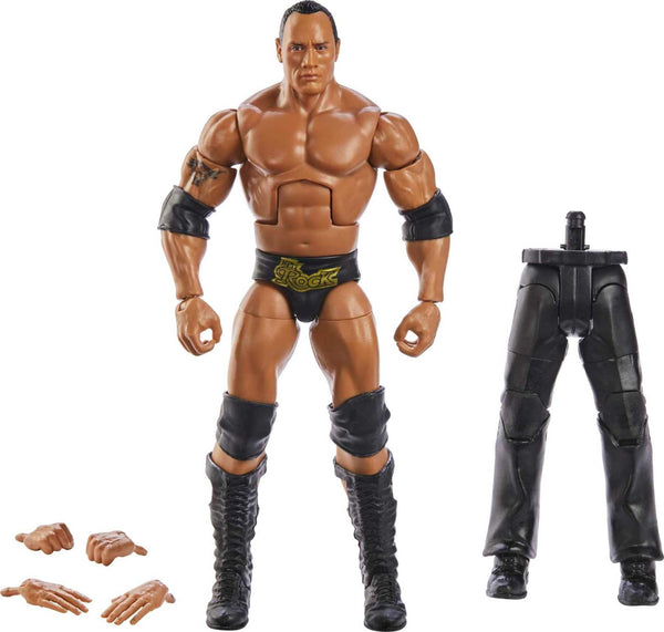 WWE MATTEL Elite Action Figure WrestleMania The Rock with Accessory and “Mean” Gene Okerlund Build-A-Figure Parts, HKP13