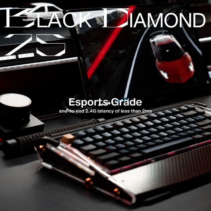 DRY STUDIO Black Diamond 75 RGB Wireless Mechanical Gaming Keyboard, 2.4G 2ms Latency, Tri-Mode Connection, Leaf Spring Mount, Custom Internals, Hotswapable Switch