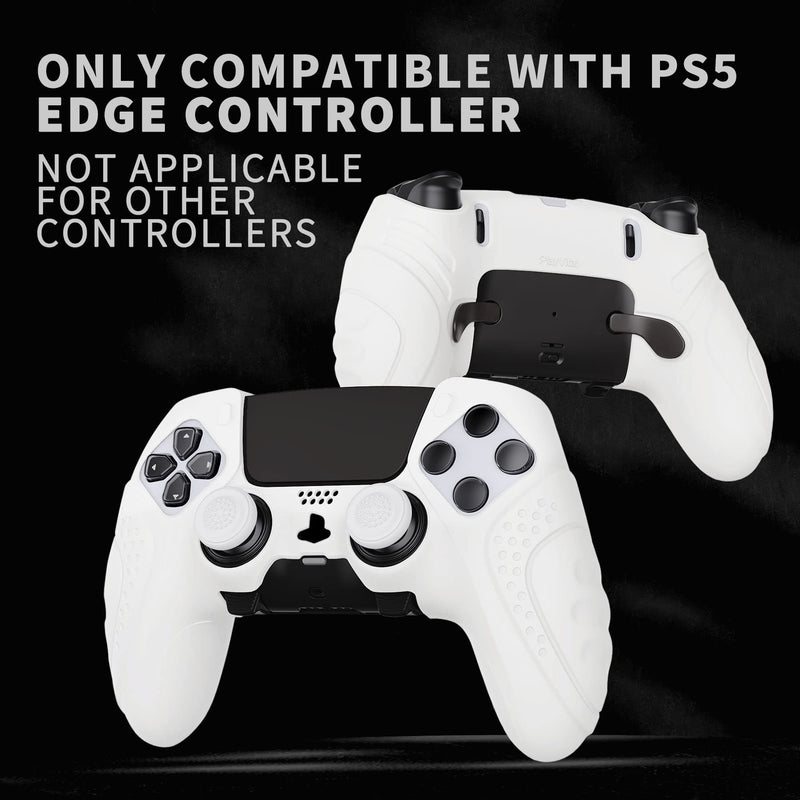 playvital Guardian Edition Anti-Slip Ergonomic Silicone Cover Case for ps5 Edge Controller, Soft Rubber Protector Skin for ps5 Edge Wireless Controller with Thumb Grip Caps - White