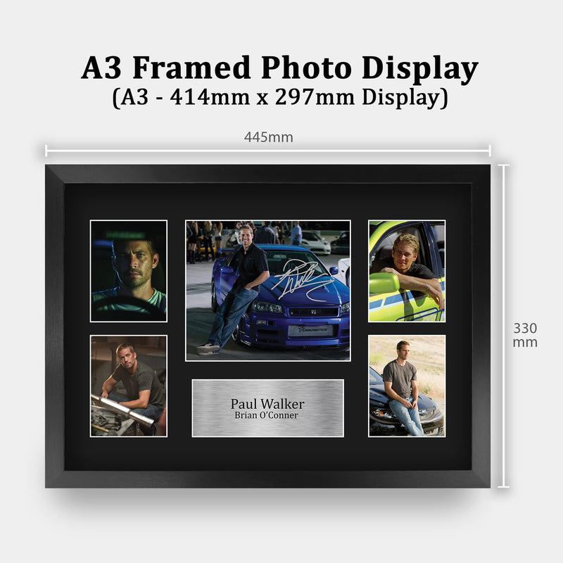 HWC Trading FR A3 Paul Walker Fast and Furious Gifts Printed Signed Autograph Picture Display for Movie Memorabilia Fans - A3 Framed