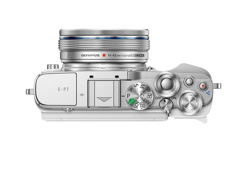 Olympus PEN E-P7 Camera Kit, 20 MP Sensor, 5-axis image stabilisation, tilt HD LCD, 4K, Wi-Fi,color and monochrome profile control, white incl. M.Zuiko Digital ED 14-42mm EZ silver