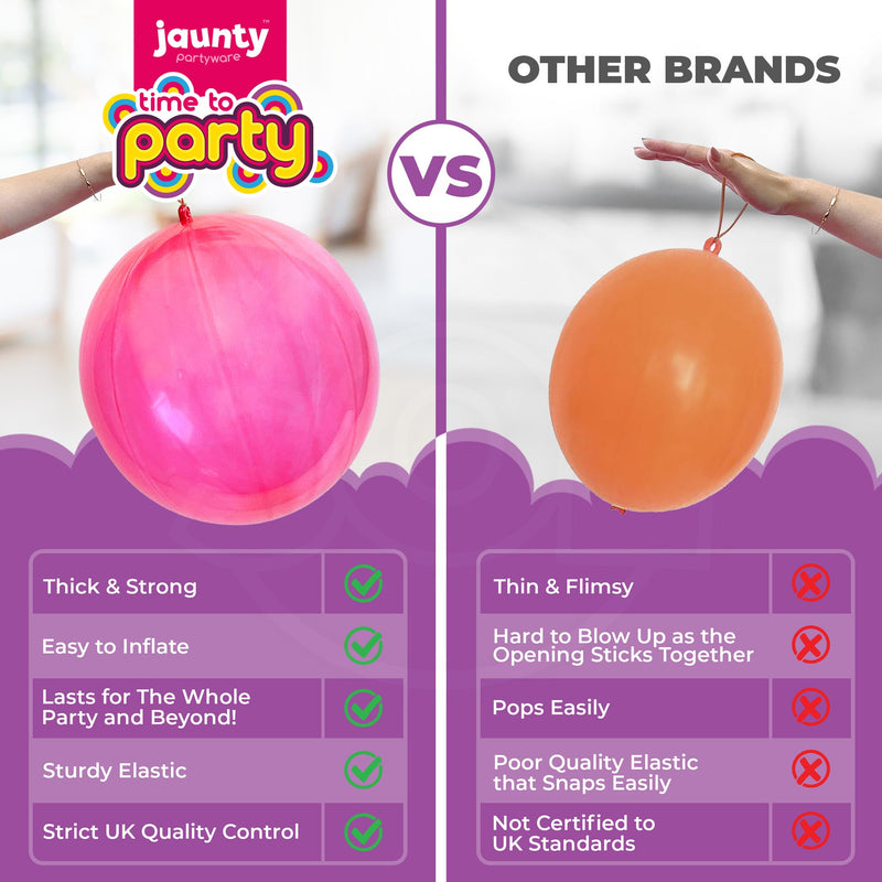 jaunty partyware 25 Large Punch Balloons for Kids Ideal Party Bag Fillers for Kids | 12" Premium Quality | Punch Balloons for Party Bags Fillers for Kids | Punch Balloon Kids Party Bag Fillers