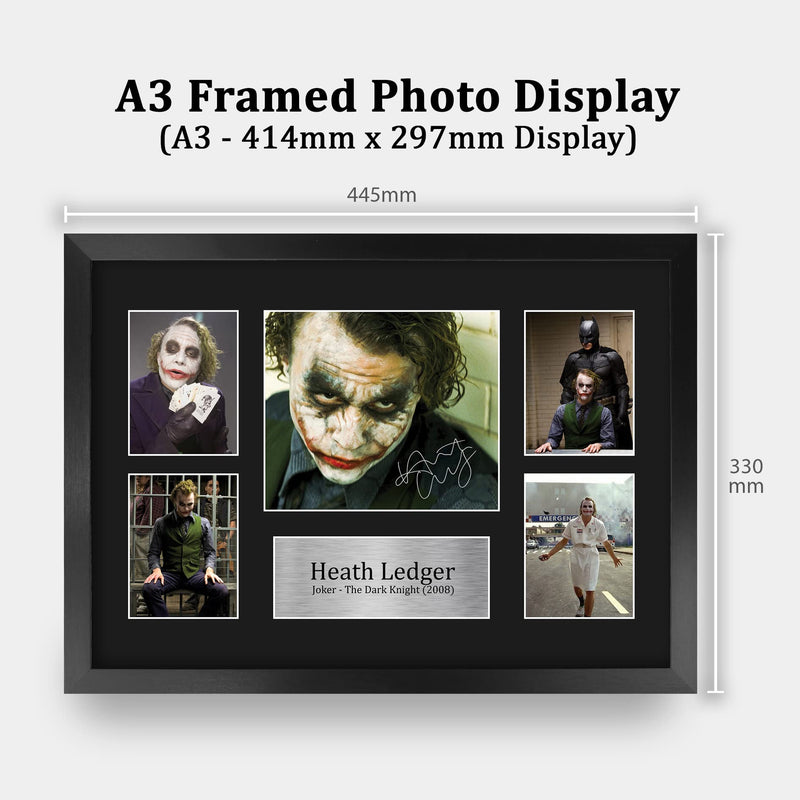 HWC Trading FR A3 Heath Ledger Joker Presents Printed Signed Autograph Picture for Movie Memorabilia Fans - A3 Framed