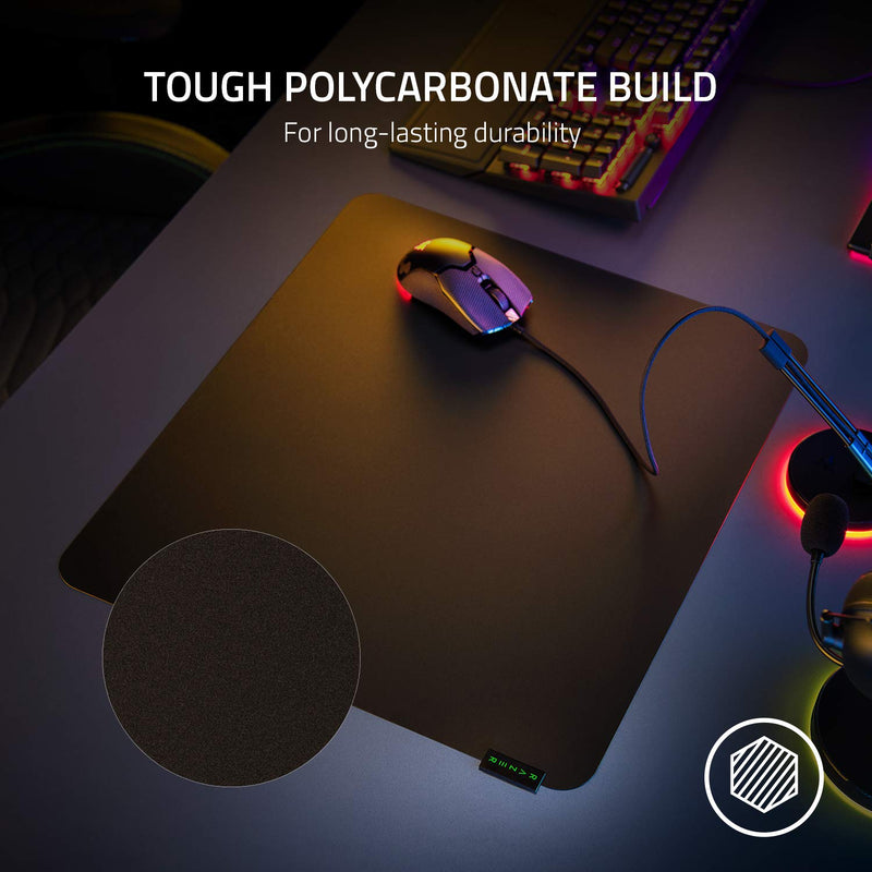 Razer Sphex V3 - Ultra-Thin Gaming Mouse Mat (Ultra Thin 0.4mm Design, Tough Polycarbonate Build, Adhesive Base) Small