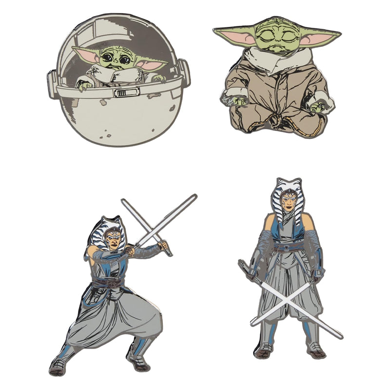 Loungefly : Funko - the Child - Star Wars: Ahsoka Yoda Enamel Pin Set 4pk - Star Wars: the Mandalorian Enamel Pins - Cute Collectable Novelty Brooch - for Backpacks & Bags - Gift Idea