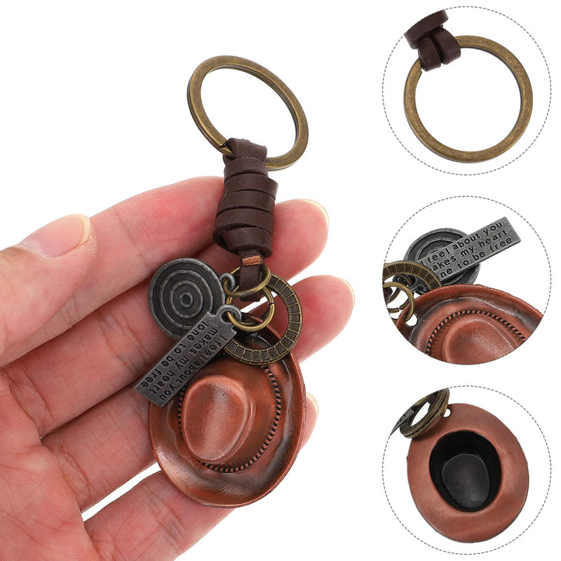 ifundom Yellowstone Merchandise Bronze Hat Keychain Leather Car Key Accessory for Men Women Boot Gift