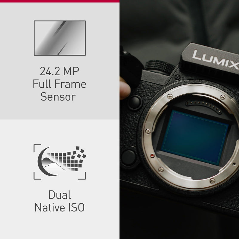 Panasonic LUMIX S5II Full Frame Mirrorless Camera Kit with New Phase Hybrid AF, Active I.S, Unlimited 4:2:2 10-bit recording, 4K 60p and 6K 30p with LUMIX 50mm F1.8 L-Mount lens - DC-S5M2CE