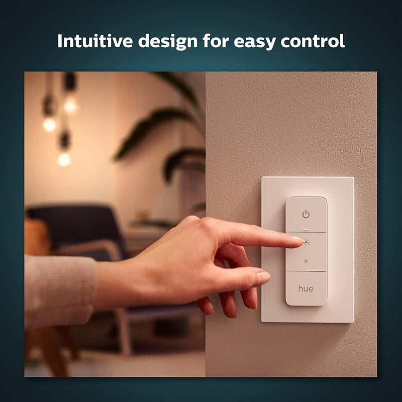 Philips Hue Smart Wireless Dimmer Switch V2 (Installation-Free, Exclusive for Philips Hue Lights) For Indoor Home Lighting, Livingroom, Bedroom