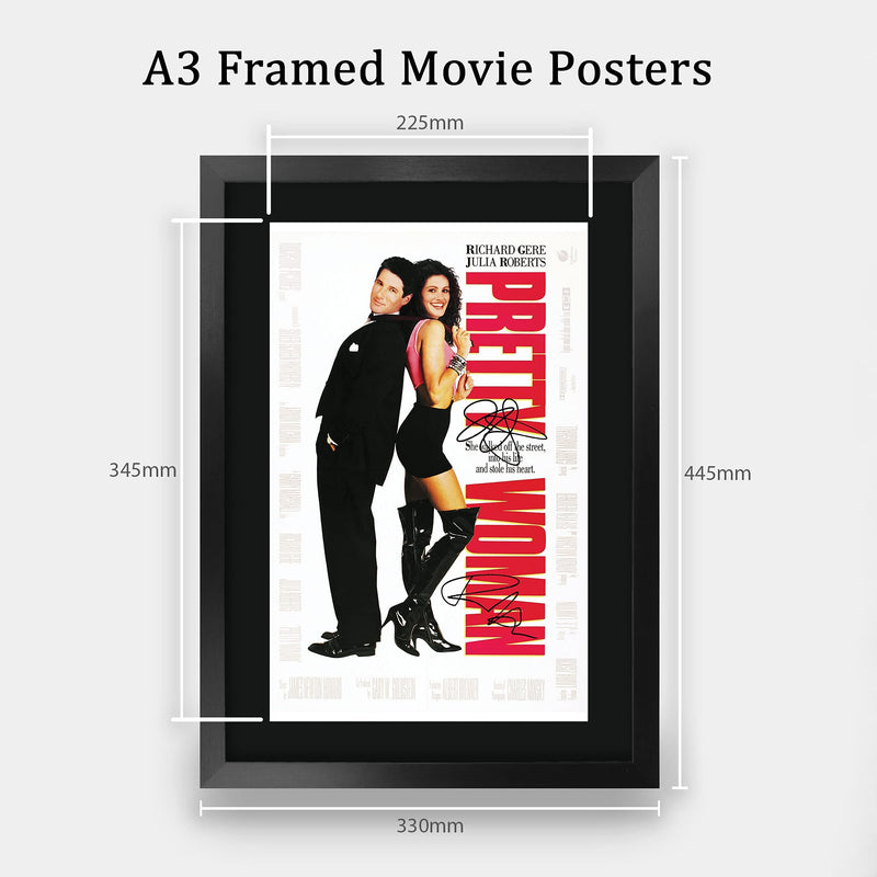 HWC Trading FR A3 Pretty Woman Julia Roberts, Richard Gere Gifts Printed Poster Signed Autograph Picture for Movie Memorabilia Fans - A3 Framed