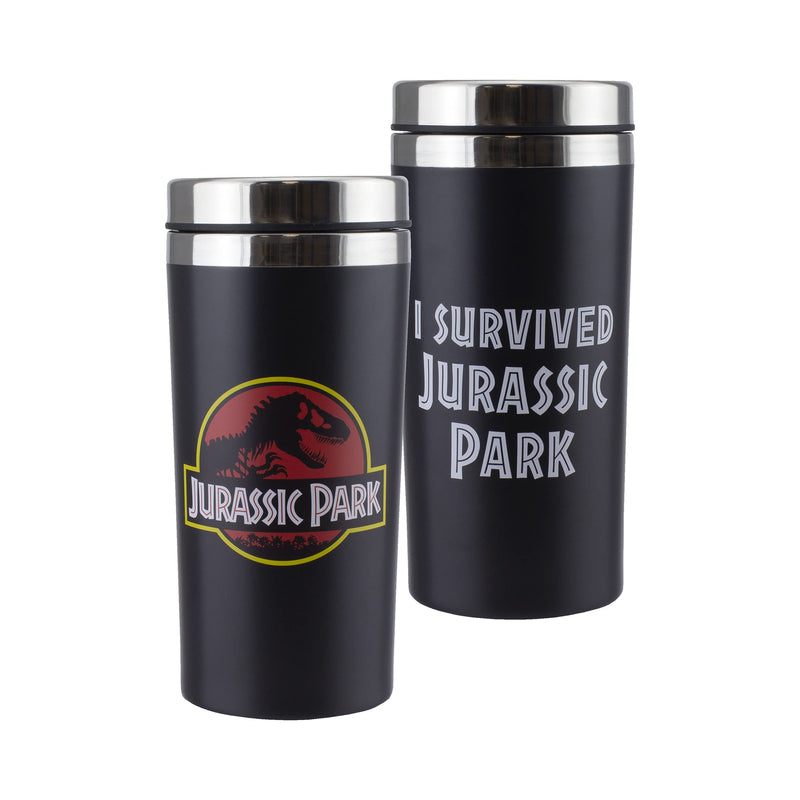 Paladone Jurassic Park - Travel Mug 450Ml Stainless Steel, Black - Officially Licensed Movie Merchandise