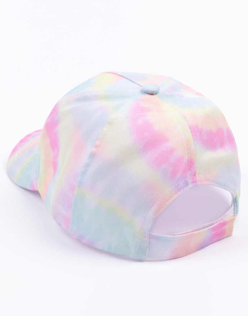 Barbie Cap for Girls | Adjustable Multicoloured Tie Dye Snapback Hat for Kids & Teens | Embroidered Classic Logo Curved Brim Cap Headwear, Soft Crown with Peak | Movie Doll Merchandise Gift for Her