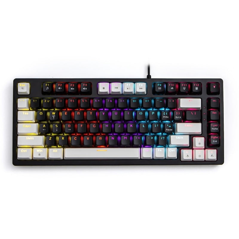 RWT82 Mechanical Keyboard, 80% Wired Gaming Keyboard, 10+ LED Rainbow Light Settings, Red Switch Hot Swappable Keyboard, 82 Black and White Keys