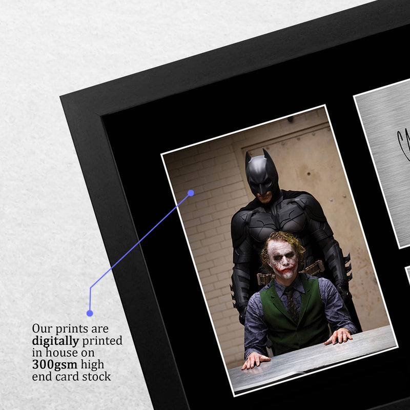 HWC Trading FR A4 Christian Bale & Heath Ledger The Dark Knight Joker Gifts Printed Signed Autograph Picture for Movie Memorabilia Fans - A4 Framed